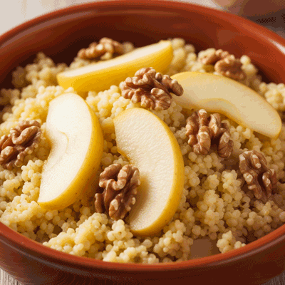 Dieta weganska jaglank z jabkiem i orzechami